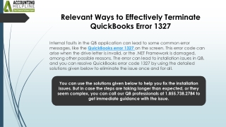 Complete Guide to Fix QuickBooks Error 1327