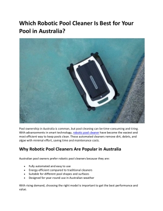 Which Robotic Pool Cleaner Is Best for Your Pool