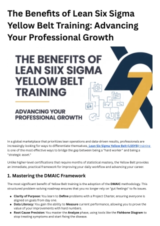 The Benefits of Lean Six Sigma Yellow Belt Training Advancing Your Professional Growth