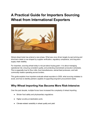 How Importers Source Wheat from Verified International Exporters