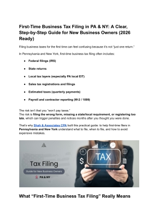 First-Time Business Tax Filing in PA & NY_ A Clear, Step-by-Step Guide for New Business Owners (2026 Ready)