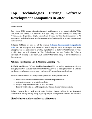 Top Technologies Driving Software Development Companies in 2026