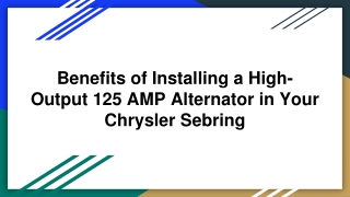 Chrysler Sebring V6 alternator 125 AMP