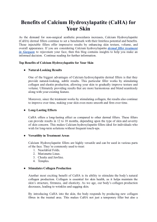 Benefits of Calcium Hydroxylapatite (CaHA) for Your Skin