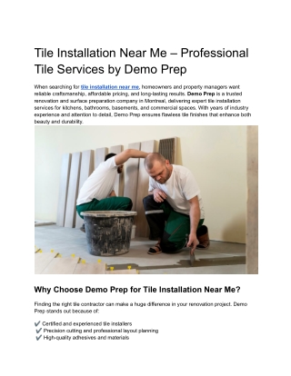 Tile Installation Near Me – Professional Tile Services by Demo Prep