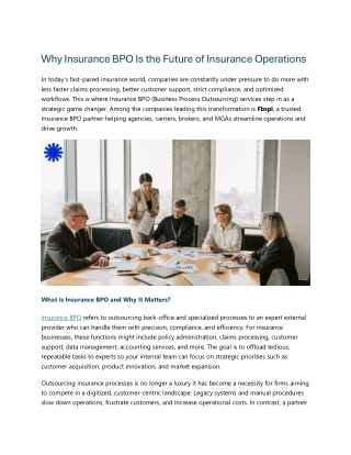 Why Insurance BPO Is the Future of Insurance Operations