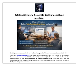 Erfolg mit System: Deine 34a Sachkundeprüfung meistern!