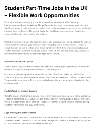 Student Part-Time Jobs in the UK – Flexible Work Opportunities