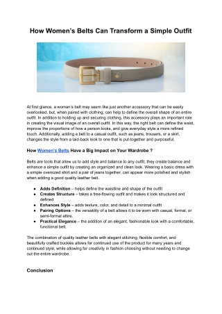 How Women’s Belts Can Transform a Simple Outfit