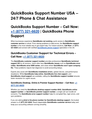 Official QuickBooks Support Number for Desktop & Online