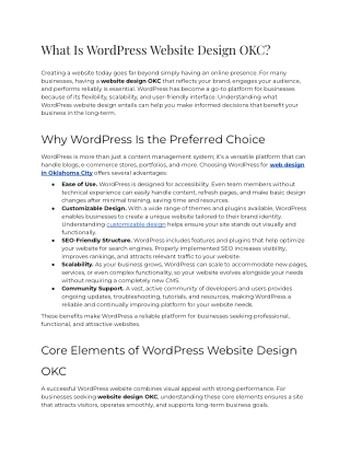 What is WordPress Website Design OKC
