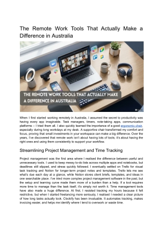 The Remote Work Tools That Actually Make a Difference in Australia