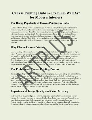 Canvas Printing Dubai – Premium Wall Art for Modern Interiors