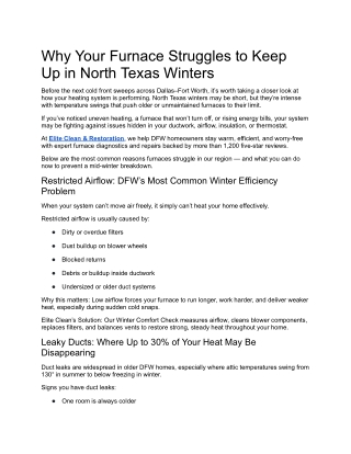 The Hidden Reasons Your Furnace Fails in Cold Weather | Elite Clean & Restoratio