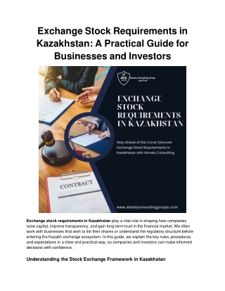 Exchange Stock Requirements in Kazakhstan_ A Practical Guide for Businesses and Investors