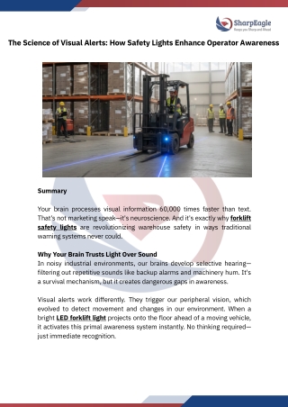 The Science Behind Forklift Safety Lights & Visual Alerts | SharpEagle Technolog