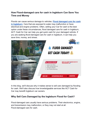 How Flood-damaged cars for cash in Ingleburn Can Save You Time and Money