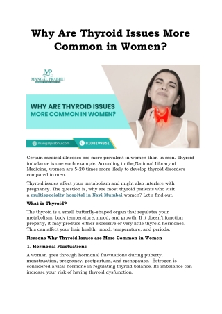 Why Are Thyroid Issues More Common in Women