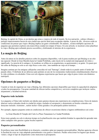 Viajes cortos ágiles en dirección a Beijing en dirección a precios accesibles