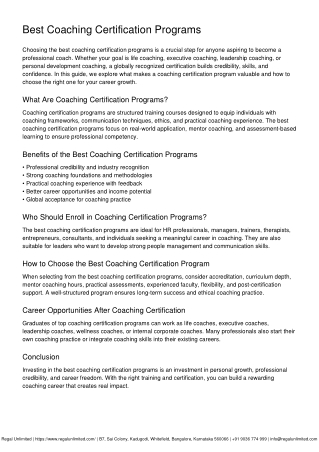 Best Coaching Certification Programs