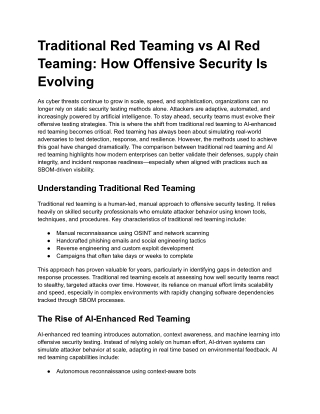 Traditional Red Teaming vs AI Red Teaming_ How Offensive Security Is Evolving