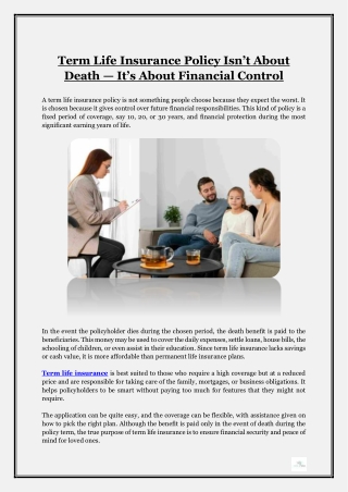 Term Life Insurance Policy Isn’t About Death — It’s About Financial Control