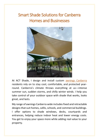 Smart Shade Solutions for Canberra Homes and Businesses