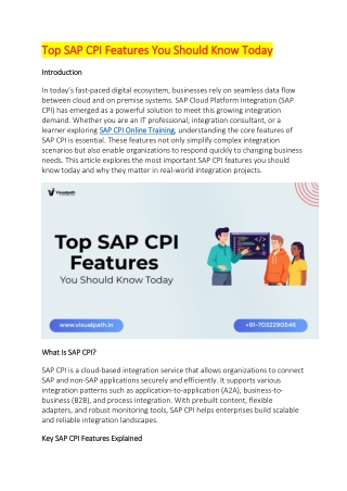 SAP CPI Training Online - SAP Cloud Integration Training