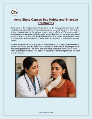 Acne Signs Causes Bad Habits and Effective Treatments