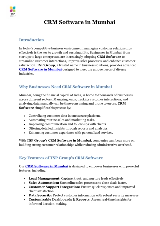 CRM Software in Mumbai