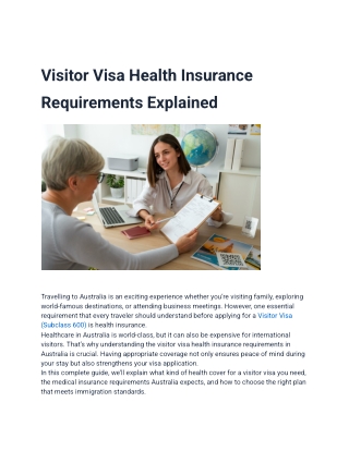 Visitor Visa Health Insurance Requirements in Australia Explained