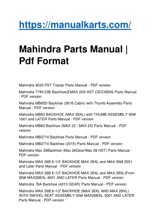 Mahindra Tractor Parts Manual Pdf Format