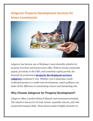 Ashgrove Property Development Services for Smart Investments