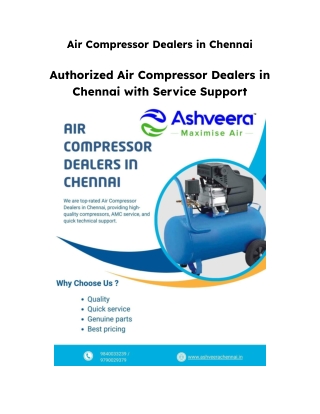 Authorized Air Compressor Dealers in Chennai with Service Support