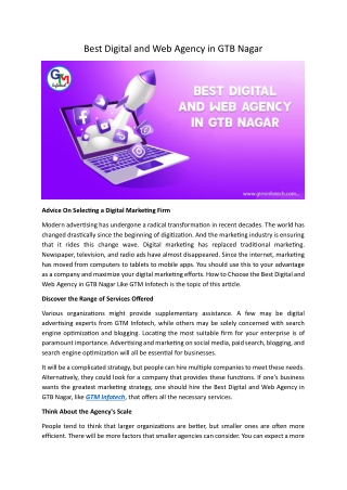 Best Digital and Web Agency in GTB Nagar
