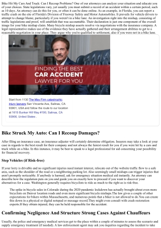 An Automobile Struck Me While I Was On My Bike Can I File A Claim Against The Ve