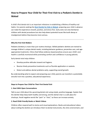 How to Prepare Your Child for Their First Visit to a Pediatric Dentist in Wakad
