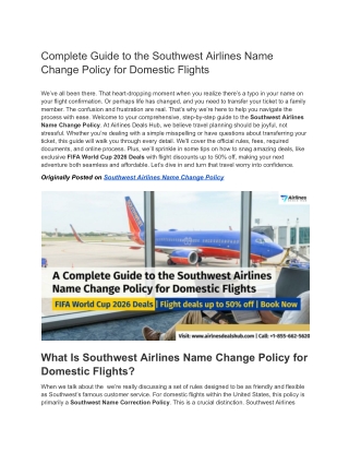 Complete Guide to the Southwest Airlines Name Change Policy for Domestic Flights