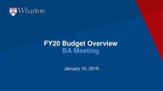 FY20 Budget Overview BA Meeting