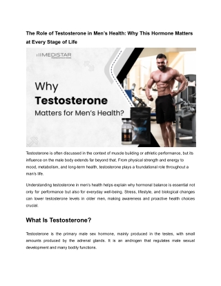 The Role of Testosterone in Men’s Health & Why It Matters