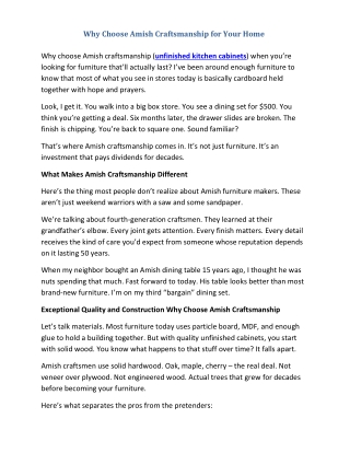 Why Choose Amish Craftsmanship for Your Home