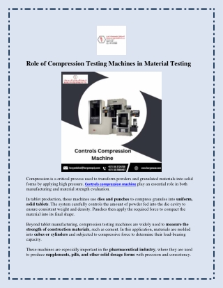 Role of Compression Testing Machines in Material Testing