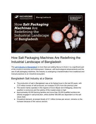 How Salt Packaging Machines Are Redefining the Industrial Landscape of Bangladesh