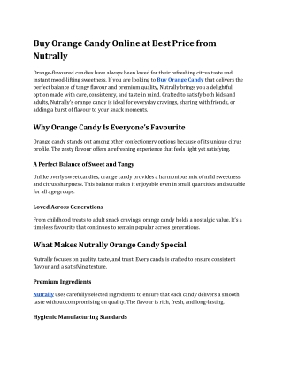 Buy Orange Candy Online at Best Price from Nutrally
