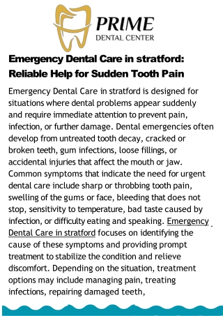 Emergency Dental Care in Stratford for Sudden Tooth Pain and Oral Injuries