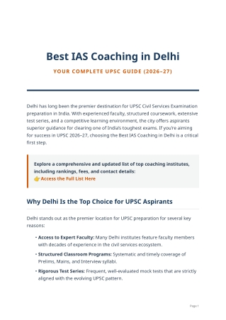 Best IAS Coaching in Delhi – Your Complete UPSC Guide (2026–27)