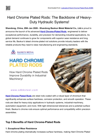 High-Performance Hard Chrome Plated Rods for Hydraulic Systems