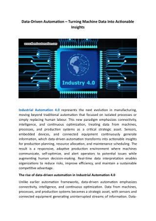 Data-Driven Automation – Turning Machine Data Into Actionable Insights