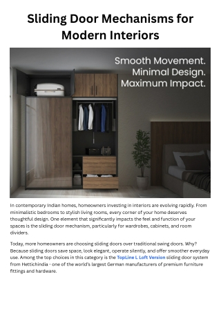 Sliding Door Mechanisms for Modern Interiors – Hettich TopLine L Loft Version