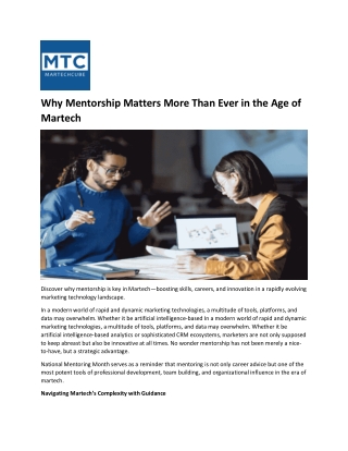 Mentorship Matters More Than in Martech Modern Marketing